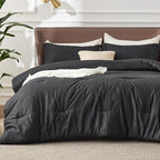 Bedsure King Size Comforter Set - Black Soft Bedding for All Seasons, Cationic Dyed Bed Set, 3 Pieces, 1 King Size Comforter (104"x90") and 2 Pillow Shams (20"x36"+2")