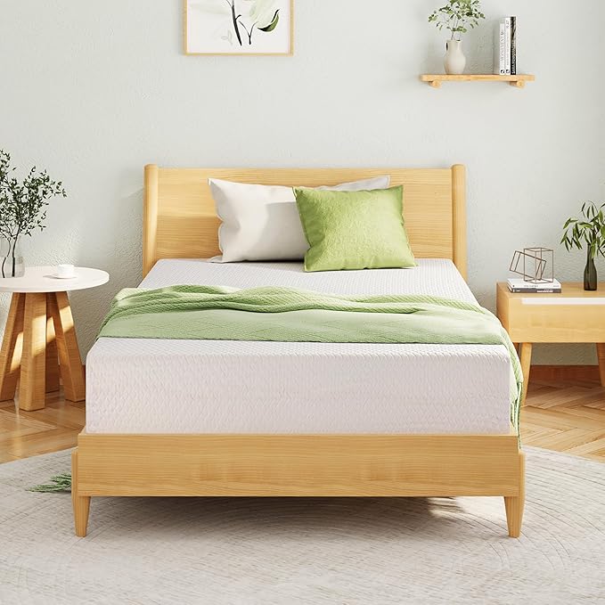 EGOHOME 12 Inch Queen Mattress, Memory Foam Mattress in a Box with Cooling Green Tea Gel, Relieve Pressure with Medium Support, CertiPUR-US Certified, 80''L x 60''W, White