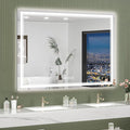 40‘’x30'' Lighted Mirrors for Bathroom Wall Backlit + Front Lit, Rectangular LED Bathroom Mirror Frameless with Lights Anti Fog, Dimmable, 3 Colors,Tempered Glass, Shatter-Proof