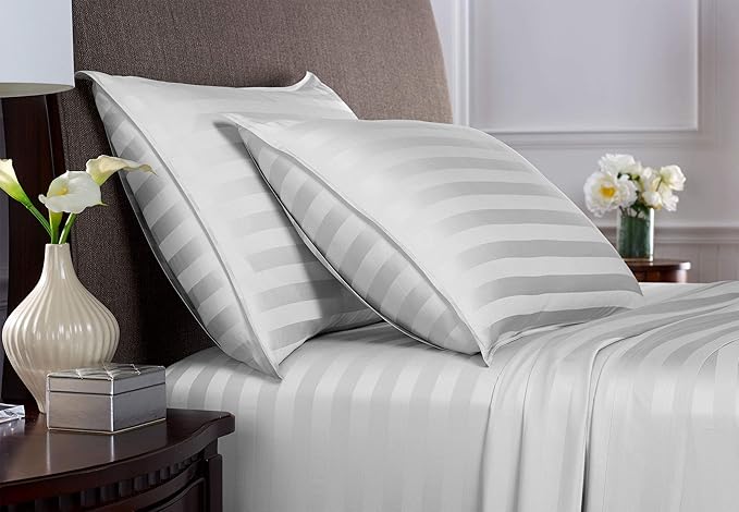Queen Sheets by Pure Bamboo, Genuine 100% Organic Viscose Derived from Bamboo Bed Sheet Set, Luxuriously Soft & Cooling, Double Stitching, Lifetime Quality Promise (Queen, Jacquard White)