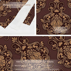 Batmerry Brown Damask Floral Tapestry,Vintage Golden Brown Damask Pattern Wall Art Hanging Decoration Polyester Fiber White Ruffled Around for Dorm Room Bedroom Living Room, 59.1x51.2 inches