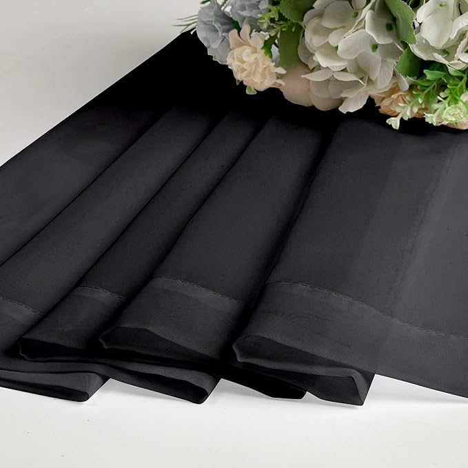 Aiyufeng Black Sheer Curtains for Windows 54 inch Long 2 Panel Set, Rod Pocket Soft Voile Sheer Classic Window Treatment with Light Through for Bedroom/Living Room, 40W x 54L, 2-Pack