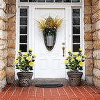 2Pack Artificial Camellia Tree, 2FT Fake Tree Blooming Camellia Flower Plant for Spring Home Front Door Outdoor Indoor Decoration,Yellow