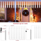 Joomer Christmas Lights Outdoor, 11.8 inch 10 Tubes 240 LED Meteor Shower Lights, LED Snow Falling Icicle Cascading Light with Timer Waterproof and Connectable for Christmas Decoration (White)