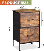 WLIVE Night Stand Set 2, Dresser and Nightstand Sets, Nightstands with 2 Fabric Drawers, End Tables for Bedroom, Bedside Furniture, College Dorm, Rustic Brown Wood Grain Print, Size L