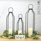 Perfnique Modern Farmhouse Lanterns, Set of 3 Black Metal Lanterns w/ 6hr Timer Flickering Flameless Candles, Decorative for Outdoor Decor, Front Porch, Indoor, Patio, Garden, Fireplace, Christmas