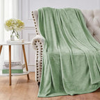 Walensee Fleece Blanket Plush Throw Fuzzy Lightweight (Queen Size 90x90 Sage Green) Super Soft Microfiber Flannel Blankets for Couch, Bed, Sofa Ultra Luxurious Warm and Cozy for All Seasons