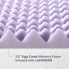 Best Price Mattress 1.5 Inch Egg Crate Memory Foam Mattress Topper with Soothing Lavender Infusion, CertiPUR-US Certified, Dorm Essentials, Twin