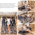 MAXYOYO Black Floral Japanese Futon Floor Mattress, Bed Mattress Topper Portable Thick Sleeping Pad Floor Bed Roll Up Camping Mattress Folding Couch Bed Mattress Pad for Guest Room, Queen