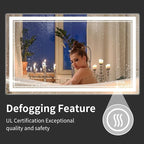 60''x36'' Lighted Mirrors for Bathroom Wall Backlit + Front Lit, Rectangular LED Bathroom Mirror Frameless with Lights Anti Fog, Dimmable, 3 Colors,Tempered Glass, Shatter-Proof (Color 1