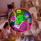 Magical Book Neon Sign, The Wonderful World of Books Design, USB Powered Dimmable, 5V/2A, for Kids, Gift, Office, Bedroom, Reading Room, Kids Room, Classroom, Book Lover