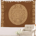 Batmerry Mayan Tapestry, Ancient Aztec Calendar Picnic Mat Beach Towel Wall Art Decoration for Bedroom Living Room Dorm, 51.2 x 59.1 Inches, Latin