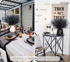 Black and White Plants Halloween Faux Flowers,Artificial Onion Grass Fake UV Resistant Outdoor Shrubs Plants Flowers Greenery Stems Faux Wheat Grass for Garden Home Window Box Porch Decor(Black White)