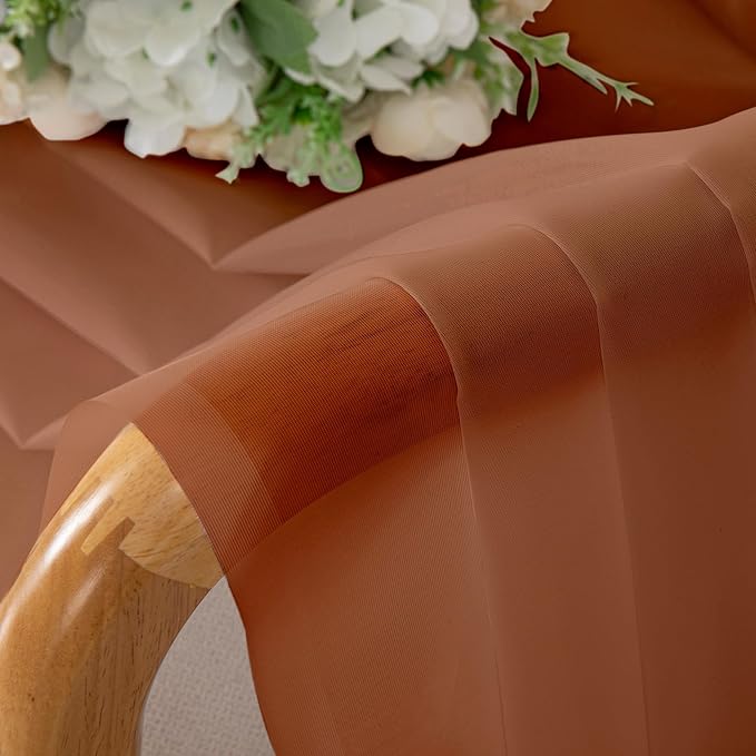 Chyhomenyc Orange Sheer Curtains 96 inches Long 2 Panels, Light Filtering Soft Airy Solid Elegant Voile Window Treatment Drapes for Bedroom Living Room Wedding Party Decor, 42 Wx96 L, 8FT L