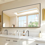 Bathroom Vanity Mirror for Wall, 60" x 30" Metal Framed Rectangular Bathroom Wall Mirror for Over Sink, HD Shatterproof Glass, Hangs Horizontally or Vertically(Black)