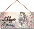 Personalized Name Door Sign Beautiful Girl Décor Wall Art Sign, Custom Name Wooden Signs Hanging Décor For Kids Room
