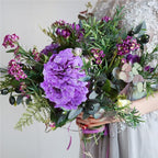 Auihiay 64pcs Hydrangea Artificial Flowers, Purple Artificial Hydrangea Flowers, Silk Hydrangea Heads with Stems for Garden, Home Party Baby Shower DIY Wedding Centerpiece (Purple)