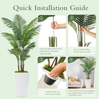 6FT Artificial Palm Tree, Tall Faux Palm Tree Indoor with Fake Plants Tall, Artificial Plants with Lifelike Leaves for Home Office Decor (White)