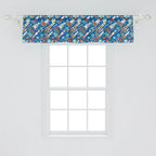 Ambesonne Spaceship Window Valance Pack of 2, Hand-Drawn Cartoon Spaceships Planets and Stars Outer Space Exploration Theme, Rod Pocket Curtain Valances for Kitchen Bedroom, 42" X 12", Violet Blue