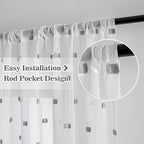 MYSKY HOME White Curtains for Bedroom 72 Inch Length Long Sheer Curtains for Kids Room Nursery Curtains with Grey Patched Design Rod Pocket Privacy Window Drapes Dining Room 52" x 72" 2 Panels