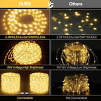 OMIKA 50ft Connectable Outdoor Rope Lights, 600 LED Warm White Strip Light Plug in for Indoor with Waterproof 8 Modes, Outdoor String Lights for Garden, Backyard, Patio, Deck, Pool, Camping Decor