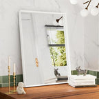 24x36 Inch White Bathroom Mirrors for Over Sink, Rectangle Wall Vanity Mirror, Aluminum Framed Bathroom Mirror, Anti-Rust, Tempered Glass (Horizontal/Vertical)