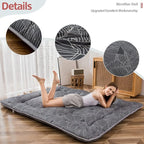 MAXYOYO Black Leaf Printed Japanese Futon Floor Mattress, Thicken Sleeping Pad Floor Bed Roll Up Camping Guest Mattress Folding Couch Bed, Queen Size