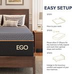 EGOHOME 14 Inch King Mattress, Copper Gel Memory Foam Mattress for Pain Relief, Therapeutic Mattress in a Box, CertiPUR-US Certified, Fiberglass Free Medium Mattress, Black