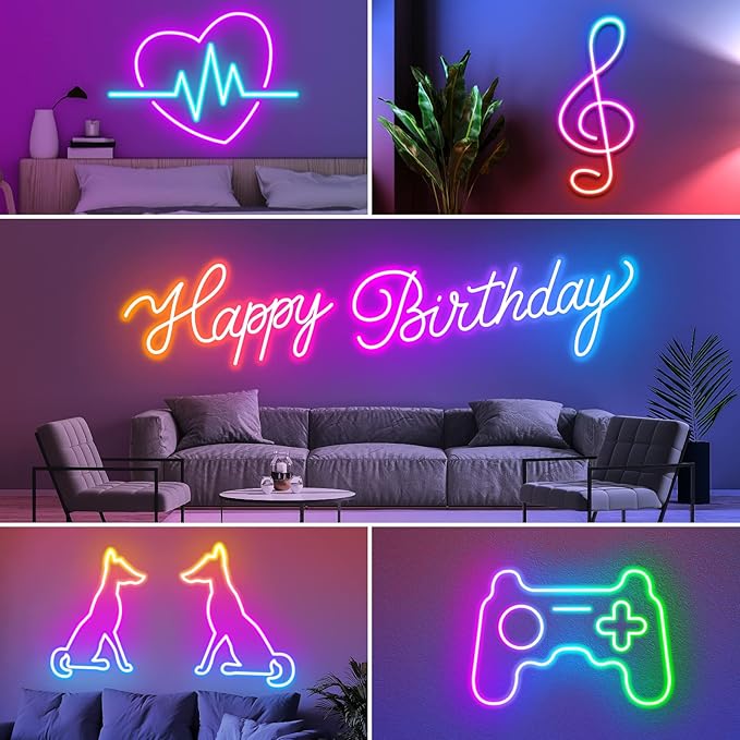 50Ft Neon Rope Lights,Flexible Led Rope Lights Control with App/Remote,Multiple Modes Rope Lights,IP65 Outdoor RGB Led Neons Lights,Music Sync Gaming Led Neon Light Strip for Bedroom Decor (50FT)