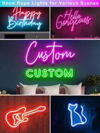 32.8ft LED Neon Rope Lights with App and Remote Control, IP65 Waterproof Neon Strip Lights for Outdoor Indoor, DIY Design Flexible Led Rope Lights for Bedroom, Living, Gaming, Party Decor
