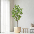 Faux Ficus Tree 7.5ft(90in) Artificial Floor Plant for Indoor Decor Realistic Potted Tree with Texture Silk Leaves and Natural Wood Trunk for Home Living Room,Office Perfect Housewarming Gift