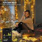 BrizLabs Smart Christmas Lights, 66FT 200 LED Christmas Lights with App/Voice Control, 8 Modes Dimmable Warm White Mini Fairy Light String, Music Sync Party Light Clear Wire for Indoor Outdoor Decor