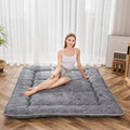 MAXYOYO Black Leaf Printed Japanese Futon Floor Mattress, Thicken Sleeping Pad Floor Bed Roll Up Camping Guest Mattress Folding Couch Bed, Full Size