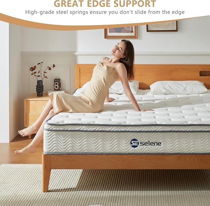 King Size Mattress, 12 Inch Pocket Spring & Memory Foam, Medium Firm, White