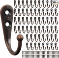 POZEAN 60 Pack Wall Hooks for Hanging, Heavy Duty Small Coat Hooks Wall Mounted for Living Room, Bathroom, Kitchen, Bedroom for Key, Cup, Bag, Hat, Scarf, and More (Oil Rubbed Bronze)