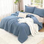 Litanika Grayish Blue Comforter Set Twin/Twin XL Size, 2 Pieces Lightweight Solid Bedding Comforter Set, All Season Fluffy Bed Set (66x90In Comforter & 1 Pillowcase)