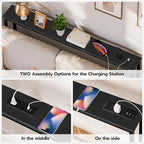 HOOBRO 2 Pack 47.2" Narrow Console Table with Power Outlets, 5.9" Behind Couch Table with Charging Station, Extra Long Sofa Table, Skinny Entryway Table for Living Room, Hallway, Black BB15XGP201G1