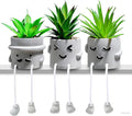 3Pack Fake Plants in Cute Pots, Indoor Faux Plants Decorations Lifelike with Artificial Flowers for Office Bathroom Bedroom Living Room Kitchen Home Farmhouse Shelf Decor