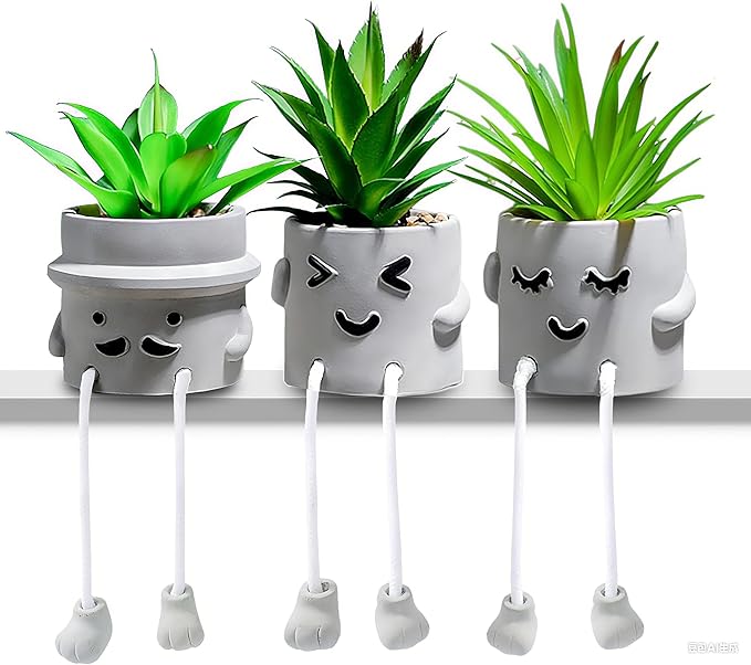 3Pack Fake Plants in Cute Pots, Indoor Faux Plants Decorations Lifelike with Artificial Flowers for Office Bathroom Bedroom Living Room Kitchen Home Farmhouse Shelf Decor