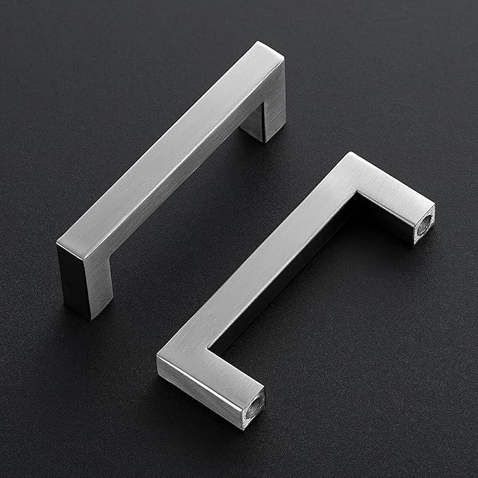 Ravinte 20 Pack Brushed Nickel Kitchen Cabinet Handles 3-1/2 Inch Cabinet Pulls Square Kitchen Hardware for Cabinet Drawer Pulls Drawer Handles Come with Screwdriver