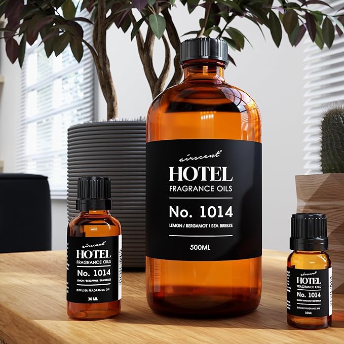 AirScent Hotel Diffuser Oil No. 1014 Inspired by The Iconic 5-Star Hotel Coastal Blend - Lemon Bergamot Sea Breeze - 10 mL .34 fl oz - Fragrance Oil for Ultrasonic and Waterless Diffusers and Crafting