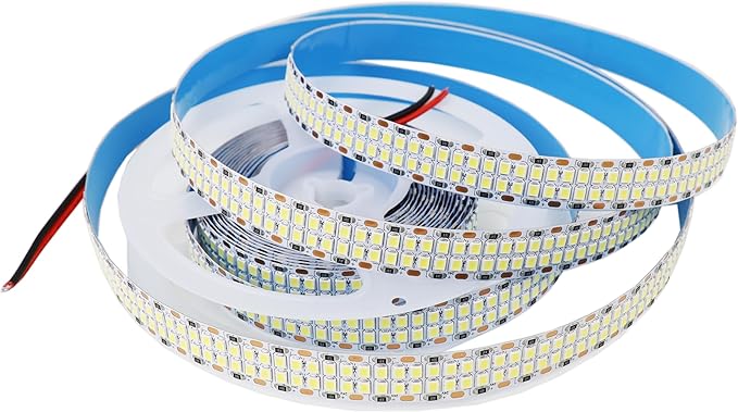 2835 SMD Cold White LED Strip Lights 6500K DC 24V 16.4ft/5M Double Row 2400 LEDs Flexible LED Strip Tape Light Ribbon Lamp LED Daylight Dimmable Strip Lights for Bedroom, Kitchen, Cabinet