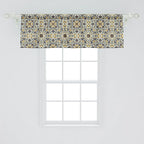 Ambesonne Turkish Pattern Window Valance, Flowers in and Traditional Style, Curtain Valance for Kitchen Bedroom Decor with Rod Pocket, 42" x 18", Earth Yellow Slate Blue