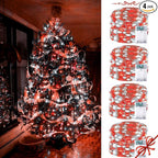 4 Pack Red and White Christmas String Lights, Each 20FT 60 LED Fairy Lights Battery Operated with Timer, Waterproof Twinkle Lights for Outdoor and Indoor Bedroom Home Yard Patio Christmas Decorations