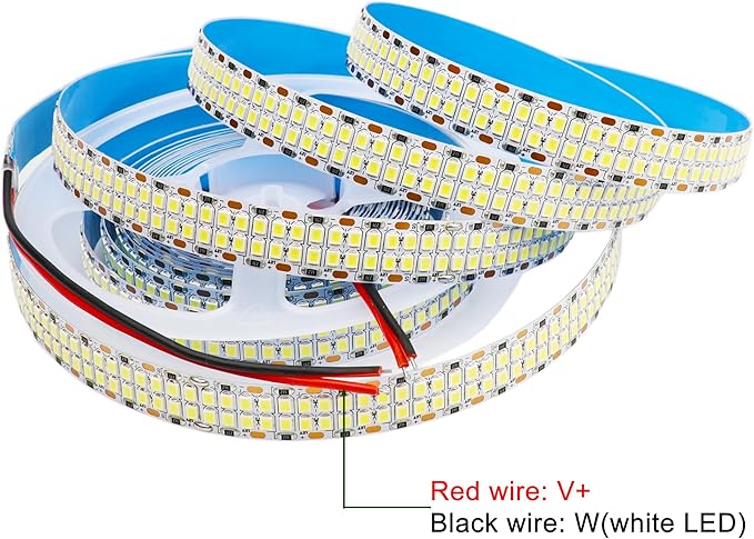 2835 SMD Cold White LED Strip Lights 6500K 16.4ft Double Row 2400 LEDs Flexible LED Strip Tape Light Ribbon Lamp DC 12V LED Daylight Dimmable Strip Lights for Bedroom Lighting