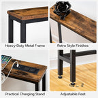 HOOBRO 47.2" Narrow Console Table with Power Outlet, 5.9" Behind Couch Table with Charging Station, Long Sofa Side Table, Skinny Entryway Table for Living Room, Hallway, Foyer, Rustic Brown BF15XG01G1