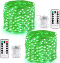 JMEXSUSS 2 Pack Green Fairy Lights Battery Operated, Total 200 LED 66ft Twinkle String Lights with Remote, 8 Modes Christmas Lights for Tree Wreath Fireplace Indoor Outdoor Halloween Xmas Decor