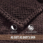 Exclusivo Mezcla Fleece Bed Blanket Queen Size, Super Soft and Warm Blankets for Couch, Sofa and Bed Waffle Textured, Cozy, Fuzzy and Lightweight (Coffee, 90x90 Inches)