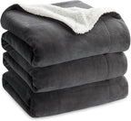 Bedsure GentleSoft Sherpa Fleece Blankets King Size for Bed - Thick and Warm Throw for Women and Men, Soft Fuzzy Plush King Blanket for Winter, Charcoal, 108x90 Inches