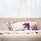 Ambesonne Botanical Throw Pillow Cushion Case Pack of 4, Minimalist Watercolor Painting Leaves Agave Branches Plant in a Pot, Modern Accent Double-Sided Digital Printing, 24", Dark Magenta and Pink